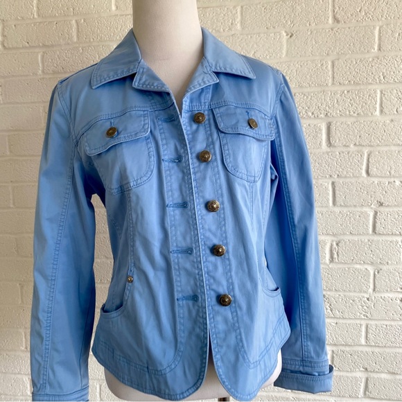 LIVE A LITTLE LAL LIGHT BLUE JACKET BLAZER COTTON SMALL - Picture 1 of 12
